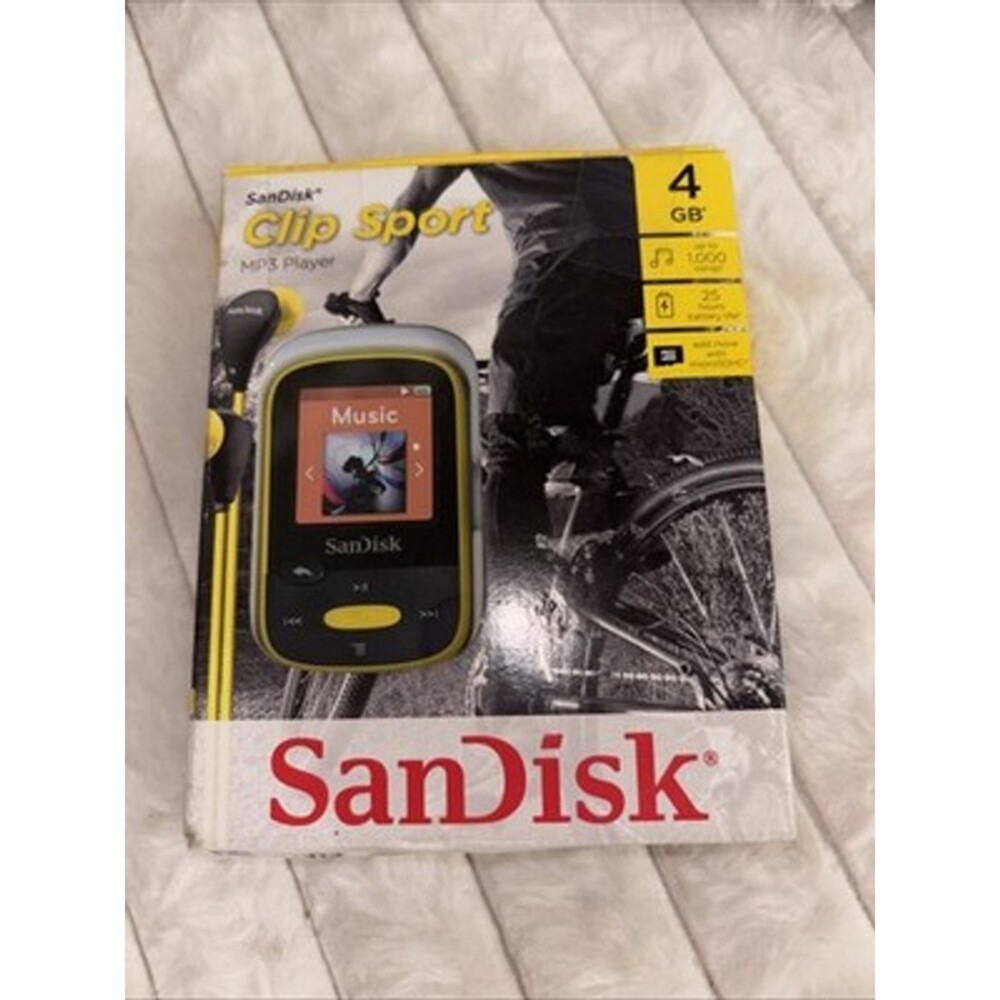 SanDisk Clip Sport 4GB MP3 Player Yellow SDMX24-004G-A46Y Fitness Workout NEW